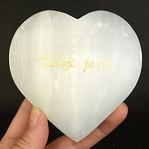 Selenite white heart with gold Thank you for being about 370g