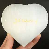 Selenite white heart with gold You are amazing approx. 400g