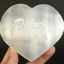 Selenite white heart with the inscription Thank you approx. 10 cm