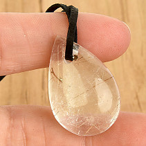 Crystal with rutile muggle leather pendant 9g
