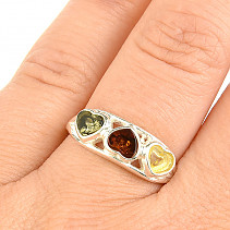 Ring with colored heart amber Ag 925/1000