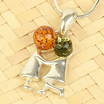 Amber pendant pair silver Ag 925/1000