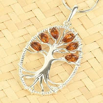 Tree of life amber pendant Ag 925/1000 3.8g