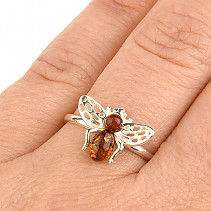 Jantarový prsten medová včelka Ag 925/1000