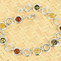 Bracelet with amber mixed rings 18.5cm Ag 925/1000 9.0g