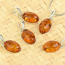 Amber pendant honey oval silver Ag 925/1000