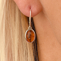 Earrings amber oval Ag 925/1000