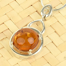 Amber pendant silver round Ag 925/1000 2.3g