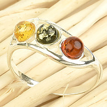 Ring made of amber balls mix Ag 925/1000
