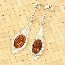 Silver earrings with honey amber Ag 925/1000