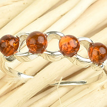 Ring with honey ball amber Ag 925/1000