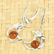 Silver earrings with marigold amber Ag 925/1000