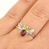 Amber ring honey bee Ag 925/1000
