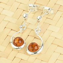 Silver earrings amber ball Ag 925/1000