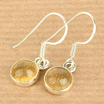 Round citrine earrings Ag 925/1000 2.2g
