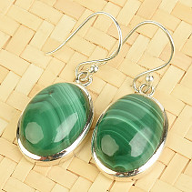 Malachite earrings oval Ag 925/1000 8.2g
