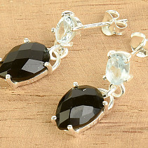 Black onyx with blue topaz earrings Ag 925/1000
