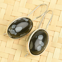 Obsidian flake earrings oval Ag 925/1000 3.4g
