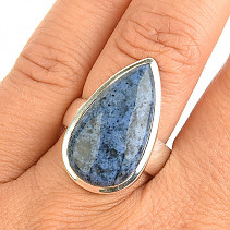 Dumortierite ring drop Ag 925/1000 8.8g size 56