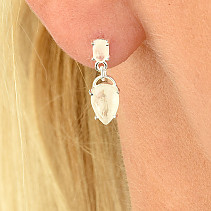 Silver earrings faceted moonstone Ag 925/1000 2.6g