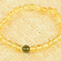 Moldavite and amber bracelet balls 6-7mm