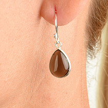Silver earrings black smooth drop Ag 925/1000 3.2g