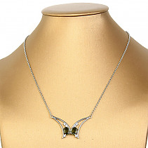Silver necklace with ovals and zircons 8 x 6mm standard cut Ag 925/1000 +Rh (44cm)