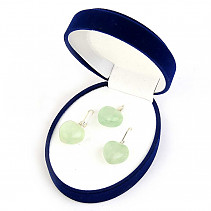 Fluorite green heart jewelry set Ag 925/1000