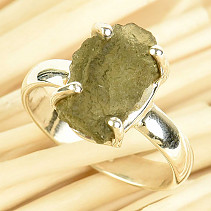 Ring moldavite Ag 925/1000 size 53 3.2g