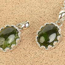 Chrome diopside oval pendant with decorated rim Ag 925/1000 + Rh