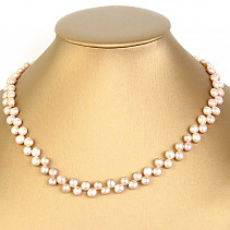 Perlový růžový náhrdelník cik cak 42cm