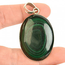 Large oval pendant made of malachite Ag 925/1000 17.6g