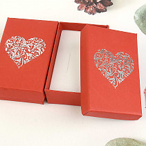 Red gift box silver heart 8 x 5 cm