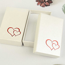 Stříbrná dárková krabička červená srdce 8 x 5cm