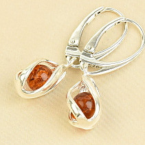 Women's earrings made of amber silver Ag 925/1000