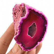 Geode with cavity made of dyed pink agate 152g