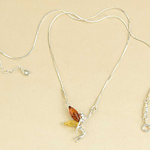 Silver necklace with fairy amber Ag 925/1000 41.5 - 45cm 5.4g