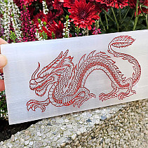 Bílý selenit obdélník čínský drak cca 20cm