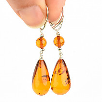 Silver earrings with amber Ag 925/1000 5.1g
