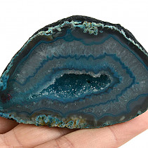 Geoda s dutinou z achátu barvená modrá 219g