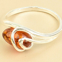 Dámský stříbrný prsten medový jantar Ag 925/1000