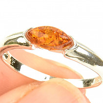 Women's ring honey amber silver Ag 925/1000