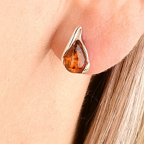Amber silver teardrop earrings Ag 925/1000