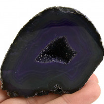 Achátová geoda s dutinou barvená fialová 154g