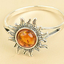 Jantarový prsten medové slunce Ag 925/1000