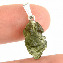 Stříbrný přívěsek s přírodním vltavínem (moldavite) Ag 925/1000 1,2g