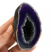 Agate geode with cavity dyed purple 164g