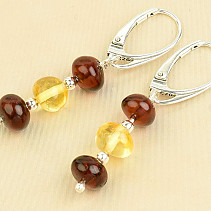 Amber earrings pebbles Ag 925/1000