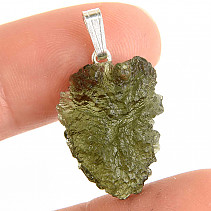 Stříbrný přívěsek s přírodním vltavínem (moldavite) Ag 925/1000 2,6g