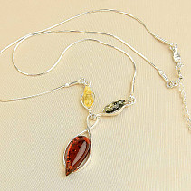 Stříbrný jantarový náhrdelník Ag 925/1000 42 - 46cm 6,8g
